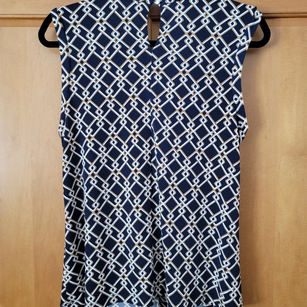 Tommy Hilfiger Linked Chain Patterned Sleeveless Blouse - M - Picture 2 of 9